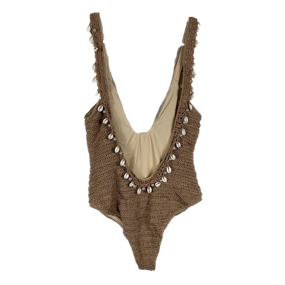 Tularosa Drippin One Piece Swim Brown with Shells Size Small - Picture 5 of 9